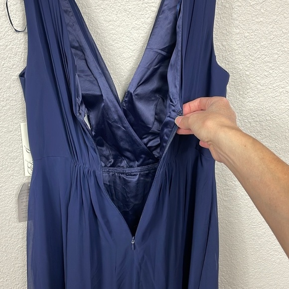 NWT Eliza J Embellished High Low Gown Dress Navy Blue Chiffon Sz 4 - Picture 8 of 16